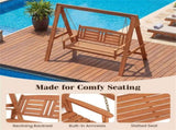2-Person Hardwood Porch Swing with Stand, 800 LBS Capacity Outdoor Patio Swing Chair for Garden 06874000