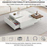 ZUN U-Can Movable Top Coffee Table, Modern Square Wood Coffee Table with High Gloss finish, 4 Hidden WF324734AAK