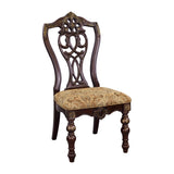 ZUN Formal Traditional Dining Chairs 2pc Set Dark Cherry Finish with Gold Tipping Jacquard Fabric B01178666