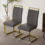 ZUN Modern Dining Chairs,PU Faux Leather High Back Upholstered Side Chair with C-shaped Tube. Plating 10473940