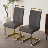 ZUN Modern Dining Chairs,PU Faux Leather High Back Upholstered Side Chair with C-shaped Tube. Plating W2189133307