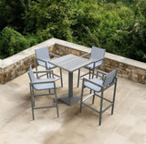 Marina Outdoor Patio Barstool in Gray Powder Coated Finish with Gray Sling Textilene and Gray Wood B2736P268521