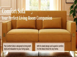 FX-P18-ORLuxury Velvet Sofa with Gold Accents - Modern 3-Seat Couch with Plush Cushions, W57649842