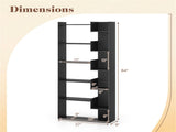 Black 6-Tier Bookshelf Wooden Bookcase 52882439