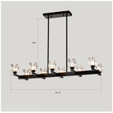Chandelier for Dining Room, 10-Light Black Farmhouse Linear Pendant Light Fixture, Modern Crystal W1592P232178