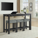 59 Inch Bar, Dining, Sofa with Power Outlet, 3 Upholstered Stools, 4 Piece Bar 64149332