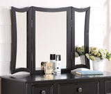 Unique Modern Bedroom Vanity w Stool Foldable Mirror Drawers Black Color MDF Veneer 1pc Vanity B011P354536