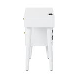 39" Retro Bohemian Style Wooden Makeup Vanity Set with Charging Plug&USB Port and Stool, Dressing N733P180011K