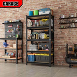 5 Tier Storage Rack, Adjustable Height Shelving, Warehouse Supermarket Basement Storage, Black 10889298