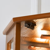 ZUN 6 Shelf Corner Curio Display Cabinet with Lights, Mirrors and Adjustable Shelves, Oak W1693P165029