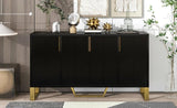TREXM Modern sideboard with Four Doors, Metal handles & Legs and Adjustable Shelves Kitchen Cabinet WF295368AAB