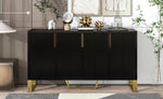 ZUN TREXM Modern sideboard with Four Doors, Metal handles & Legs and Adjustable Shelves Kitchen Cabinet WF295368AAB