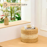 Handmade Woven Foot Stool Natural Water Hyacinth Ottoman for Home Decor & Seating White 43921509