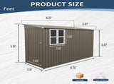 4*9FT Olive Grey Outdoor Metal Storage Shed, Galvanized Thick Frame Color Steel Tool House with 80842455
