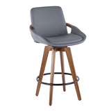 Cosmo Mid-Century Counter Stool in Walnut and Grey Faux Leather by LumiSource B202P222363
