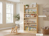 6 Tier Behind The Door Bookshelf, Wooden Kids Bookshelf with Open Storage, Wall Mount Shelve & 28329247