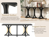 U-Style 59.8'' Wooden Console Table with Oak Veneer Top,Farmhouse Entryway Table with Rubber Wood N711P295300B