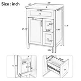 24-Inch Bathroom Vanity with Ceramic Sink, 1 Soft Close Door, 2 Soft Close Drawers, and Double N729P192078K