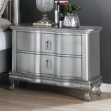 ZUN 2 Drawers Wooden Nightstand in Silver Finish B016P251587