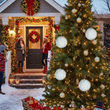 6PCS Set 4" Christmas Ball Ornaments Cream Ruffle Hangingations for Xmas Tree Holiday Home 05858806