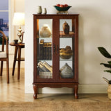 Curio Cabinet Lighted Curio Diapaly Cabinet with Adjustable Shelves and Mirrored Back Panel, W169392180