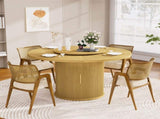 55-inch round dining table for six, featuring a double-tiered storage rack and a rotating tabletop W1162P357242