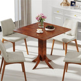 Walnut Square Dining Table with Pedestal Base and Rubber Wood Frame 43547531