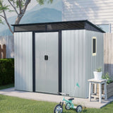 8 ft x 6 ft Outdoor Metal Storage Shed with Window and Transparent plate for Garden, Lawn W540P185323