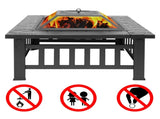 Portable Courtyard Metal Fire Pit with Accessories Black 52194990