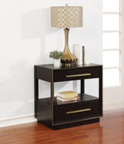 ZUN 2 Drawers Nightstand with Shelf in Smoked Peppercorn Finish B016P255632