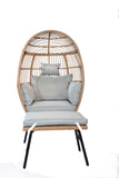 Outdoor Garden Wicker Egg And Footstool Patio Chaise, With Cushions, Outdoor Indoor Basket W2337P151815