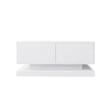 ZUN High Glossy Coffee Table with 2 Drawers have RGB Led Light with Buletooth Control 64560580