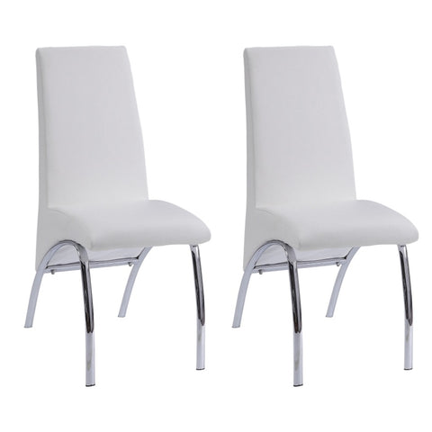 ZUN White and Chrome Armless Solid Back Side Chair B062P182720