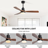 60 inch 3 Solid Wood Blade DC Motor Ceiling Fan Decorate for the Living Room with Light KBS-6005