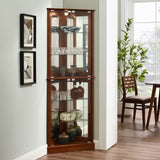 Corner Curio Dispaly Cabinet with Lights, Adjustable Tempered Glass Shelves, Mirrored W1693P171668