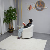 Modern 360 Degree Swivel Sofa Chair, Round Armchairs with High Backrest and Upholstered, Beige W1183P254690
