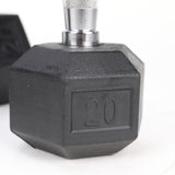 20LB HDRS Rubber Coated Solid Cast Iron Dumbbell with Contoured Chrome Handle, Hexagon 97175236