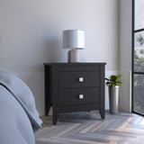 Amara Nightstand , End Table, Side Table Two Shelves, Four Legs -Black B20091819