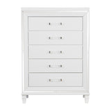 White Metallic Finish Glam Style Storage Chest of 5 Drawers Wooden 1pc Modern Bedroom Furniture B011P176905