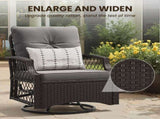 3-Piece Patio Furniture Set, Wicker Outdoor Bistro Set Swivel Glider Patio Chairs x 2 with Cushions, T3623P505190