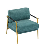 27.56" Modern Accent Chair with Plush Cushions, Minimalist Metal Frame, and Wooden Armrest Design N767P215306Z