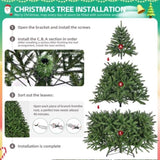 ZUN 7ft Artificial Christmas Tree, Premium Unlit Hinged Spruce Full Tree with 2231 Branch Tips, Metal 59929260