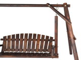 6.5ft Hardwood Patio Garden Outdoor Porch Swing with Stand, Rustic Loveseat Swing Chair for 2 71075551