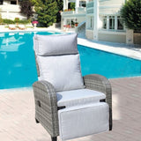 Outdoor Wicker Recliner Chair with Adjustable Backrest and Armrests,All Weather Conversation Chairs W209P292442