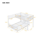 L-shaped Metal Twin over Full Size Bunk Bed, White N709P196510K