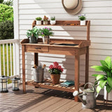 Outdoor wooden garden table with drawers 48243823