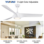 ZUN 56 In.Intergrated LED Ceiling Fan with White ABS Blade W1367P182865