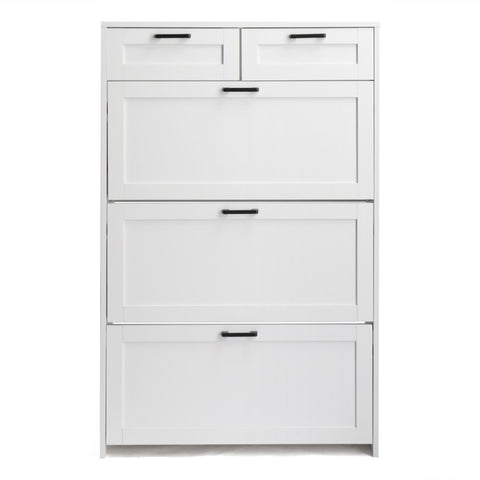 ZUN FCH 3 Drawers 2 Drawers with Top Baffle Shoe Cabinet Particle Board 80*25*120cm White 16903625