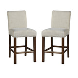 ZUN Upholstered Counter Stool with Nailhead Trim Set of 2 B035P265952