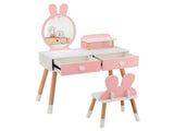2-in-1 Kids Vanity Table Set with Detachable Mirror, Pink Dressing Table with Storage Shelf & 61595807